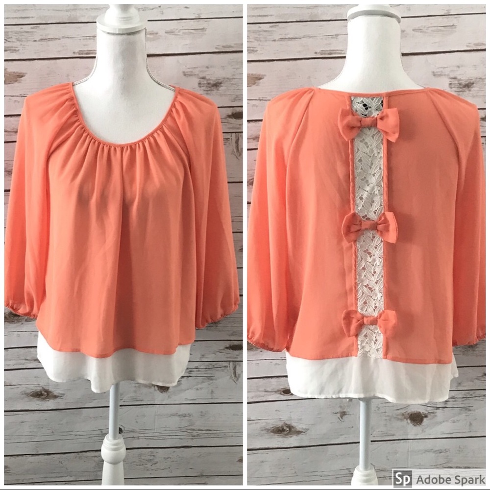 💚MY MICHELLE Flowy Bow Embellished Top